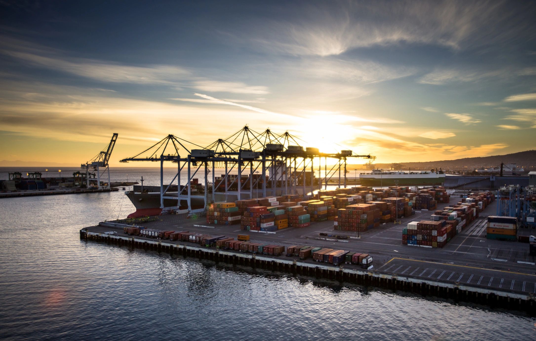 Shipping containers and cargo operations at port
